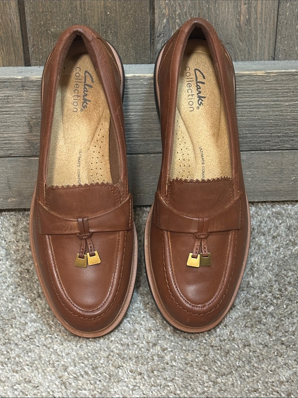 Clarks Collection Leather Loafer w. Tassel Westlynn Bella Tan Size 8 - Picture 1 of 8